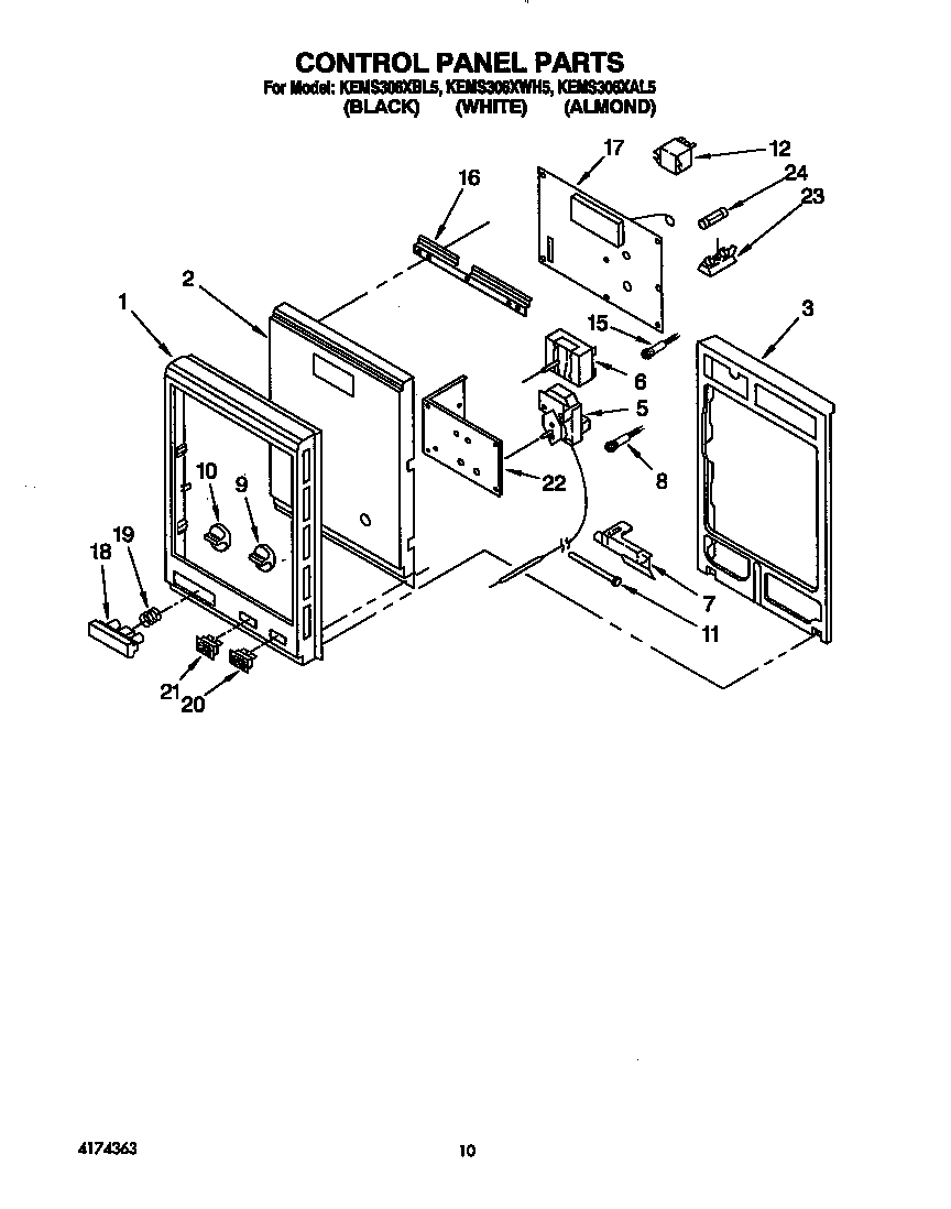 KitchenAid KEMS306XAL5 control panel diagram