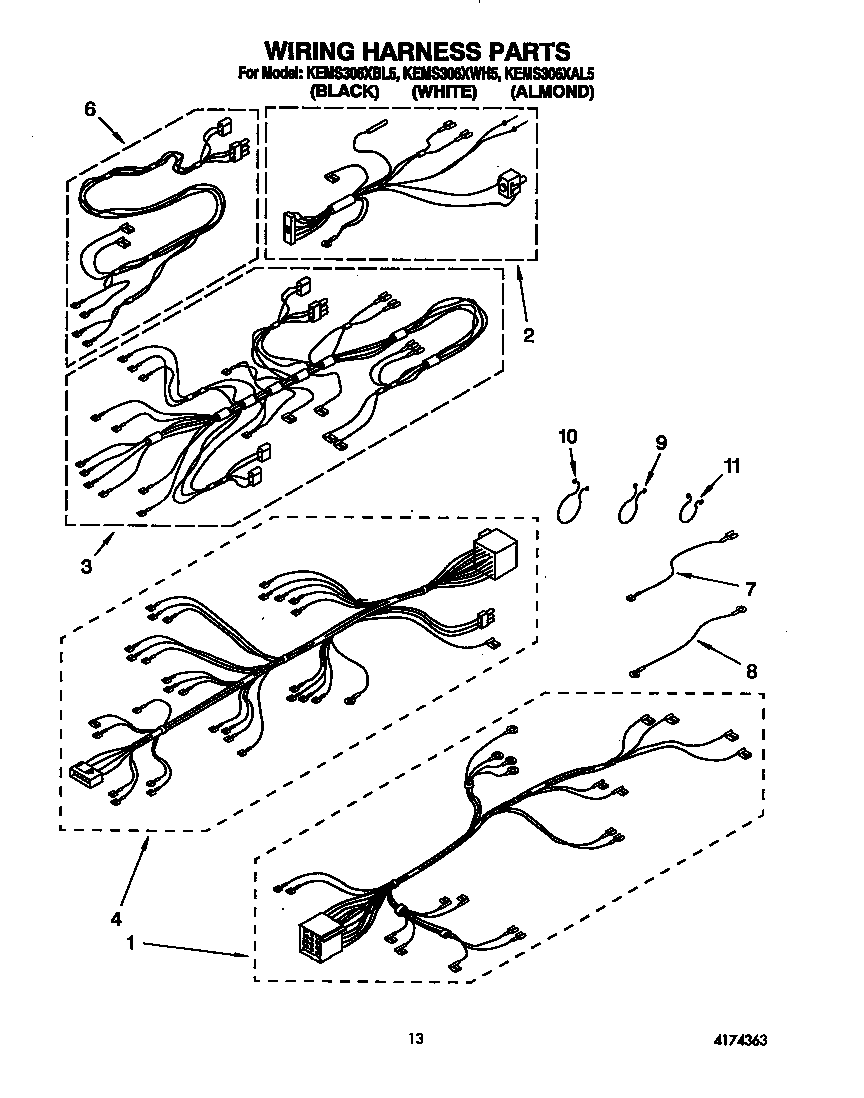 KitchenAid KEMS306XAL5 wiring harness diagram