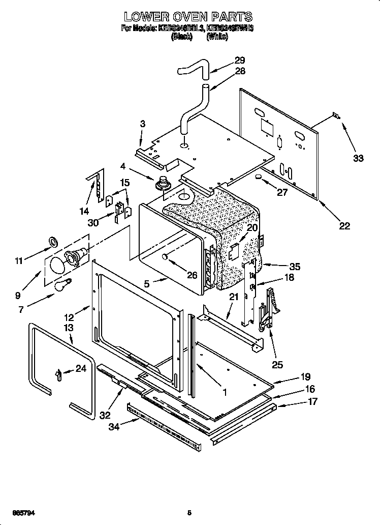 KitchenAid KEBS246BWH3 lower oven diagram