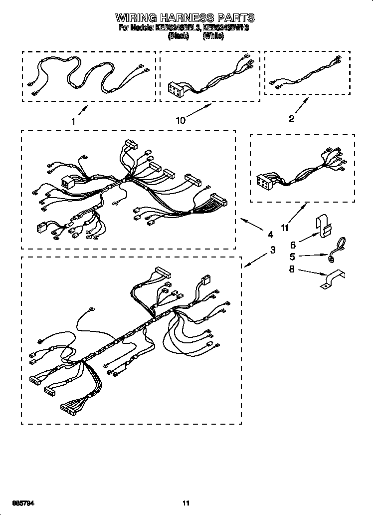 KitchenAid KEBS246BWH3 wiring harness diagram