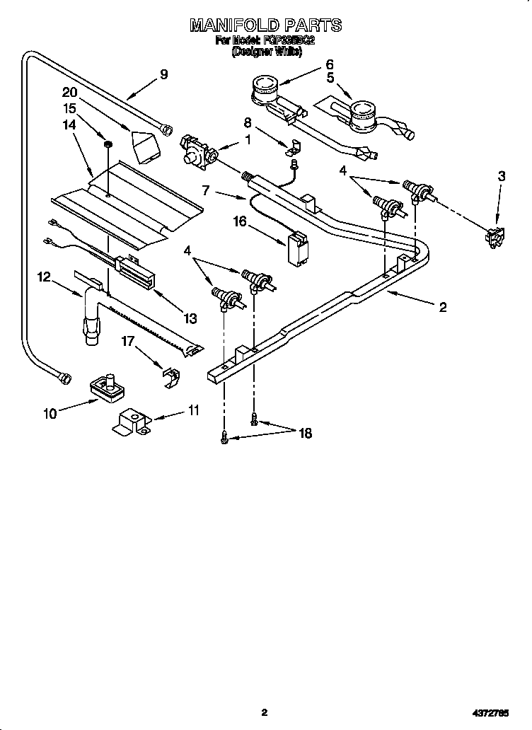 Roper FGP335BQ2 manifold diagram