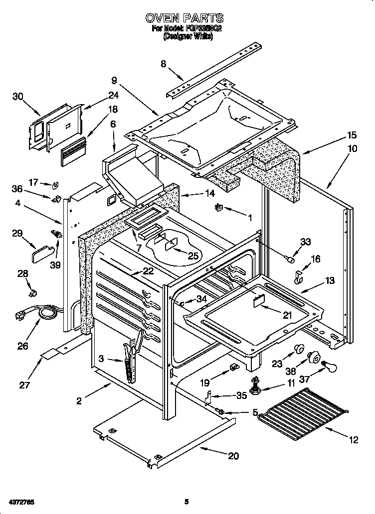 Roper FGP335BQ2 oven diagram