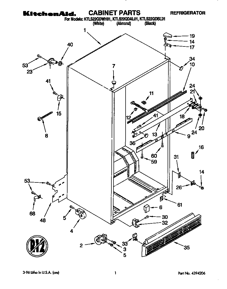 KitchenAid KTLS22QDAL01 cabinet diagram