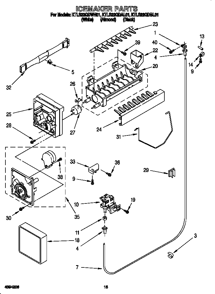 KitchenAid KTLS22QDAL01 icemaker diagram