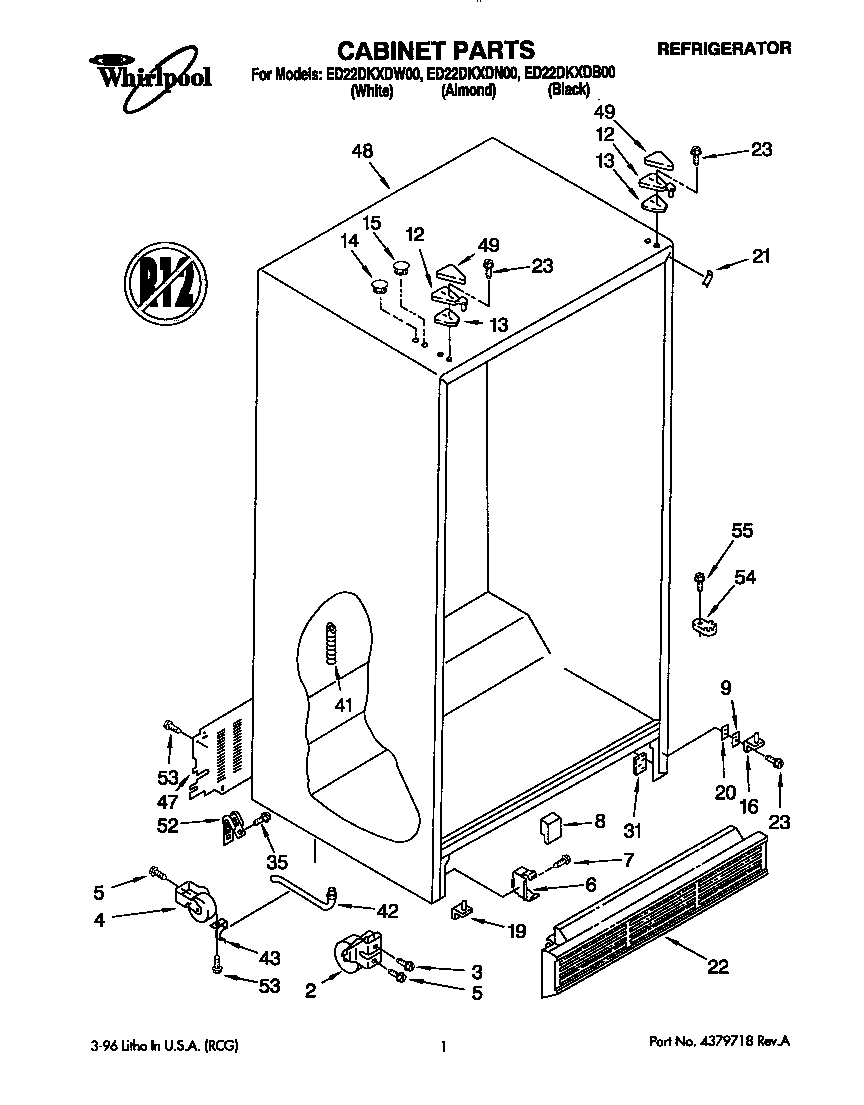 Whirlpool ED22DKXDN00 cabinet diagram