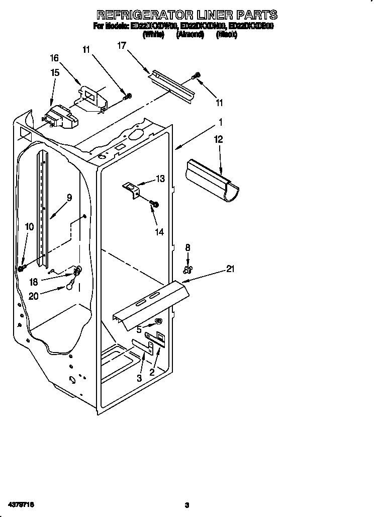 Whirlpool ED22DKXDN00 refrigerator liner diagram