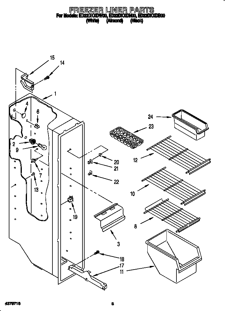 Whirlpool ED22DKXDN00 freezer liner diagram