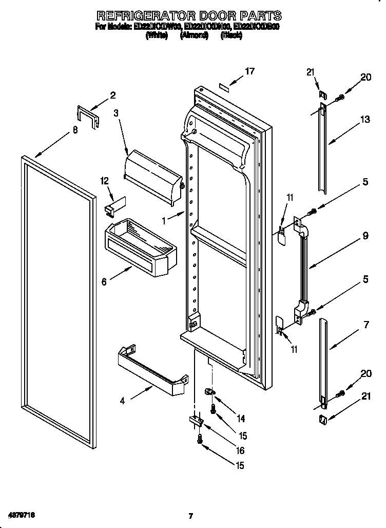 Whirlpool ED22DKXDN00 refrigerator door diagram