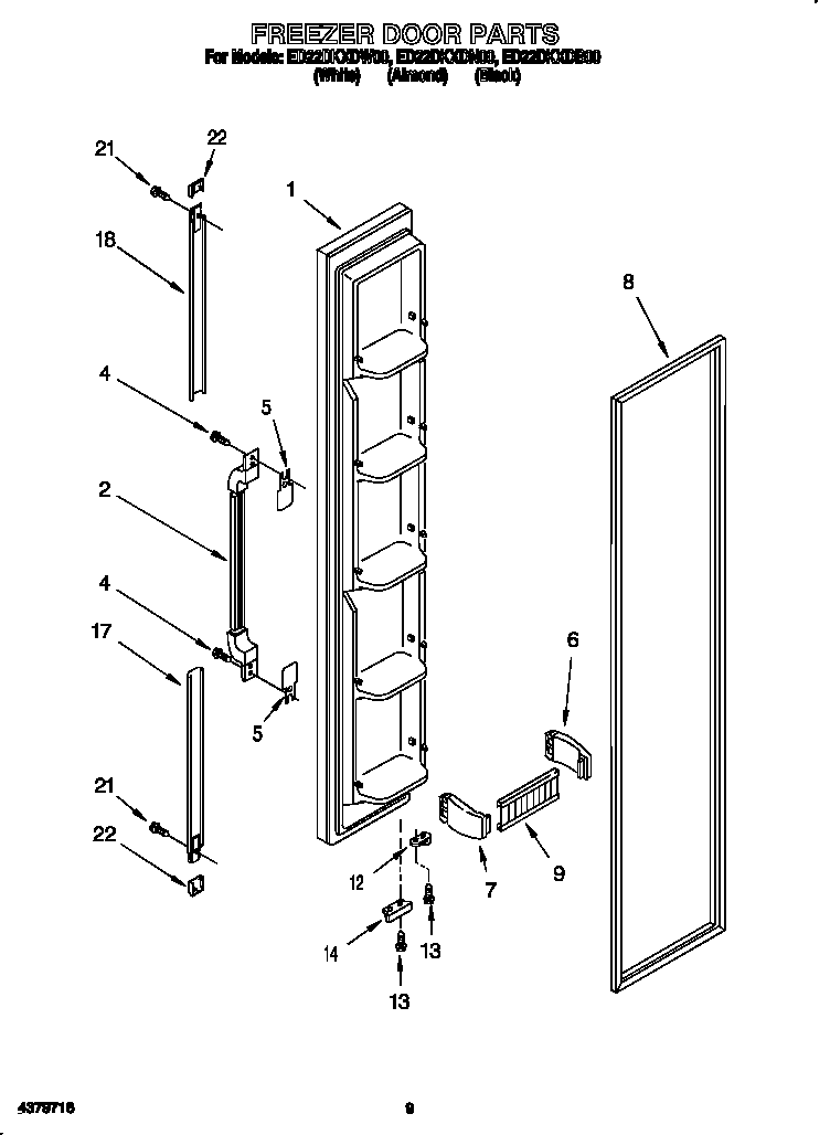 Whirlpool ED22DKXDN00 freezer door diagram