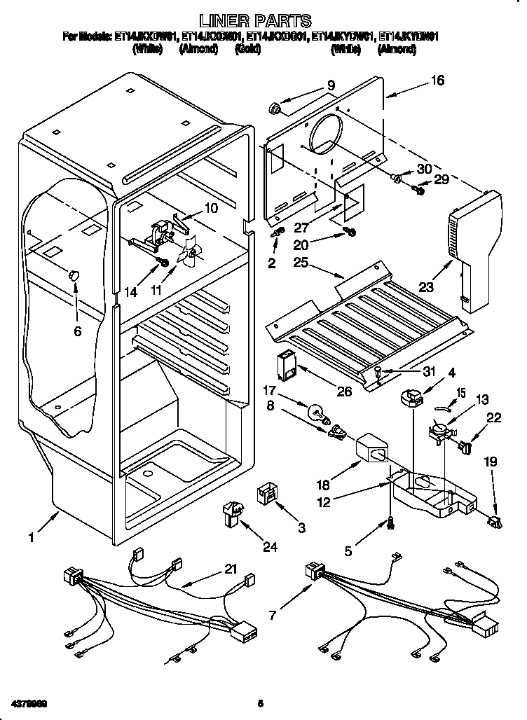Whirlpool ET14JKXDN01 liner diagram