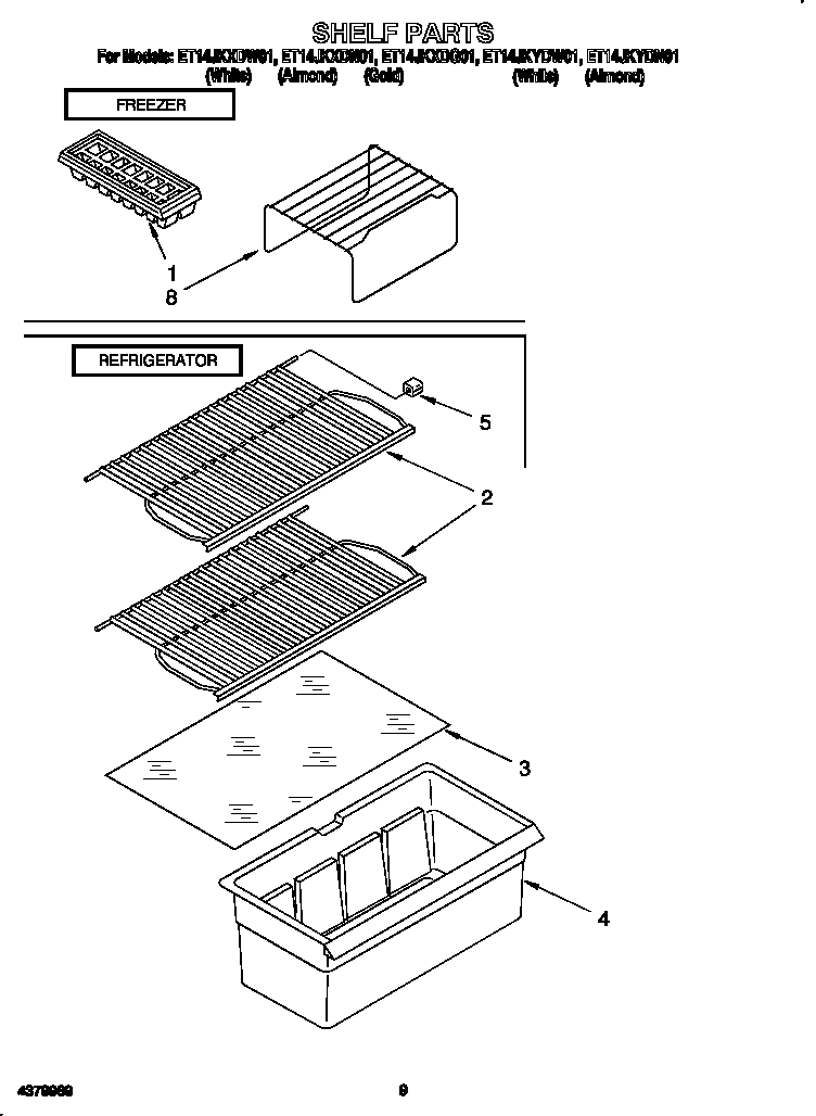 Whirlpool ET14JKXDN01 shelf diagram