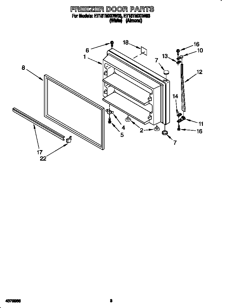 Whirlpool ET18TMXDN03 freezer door diagram