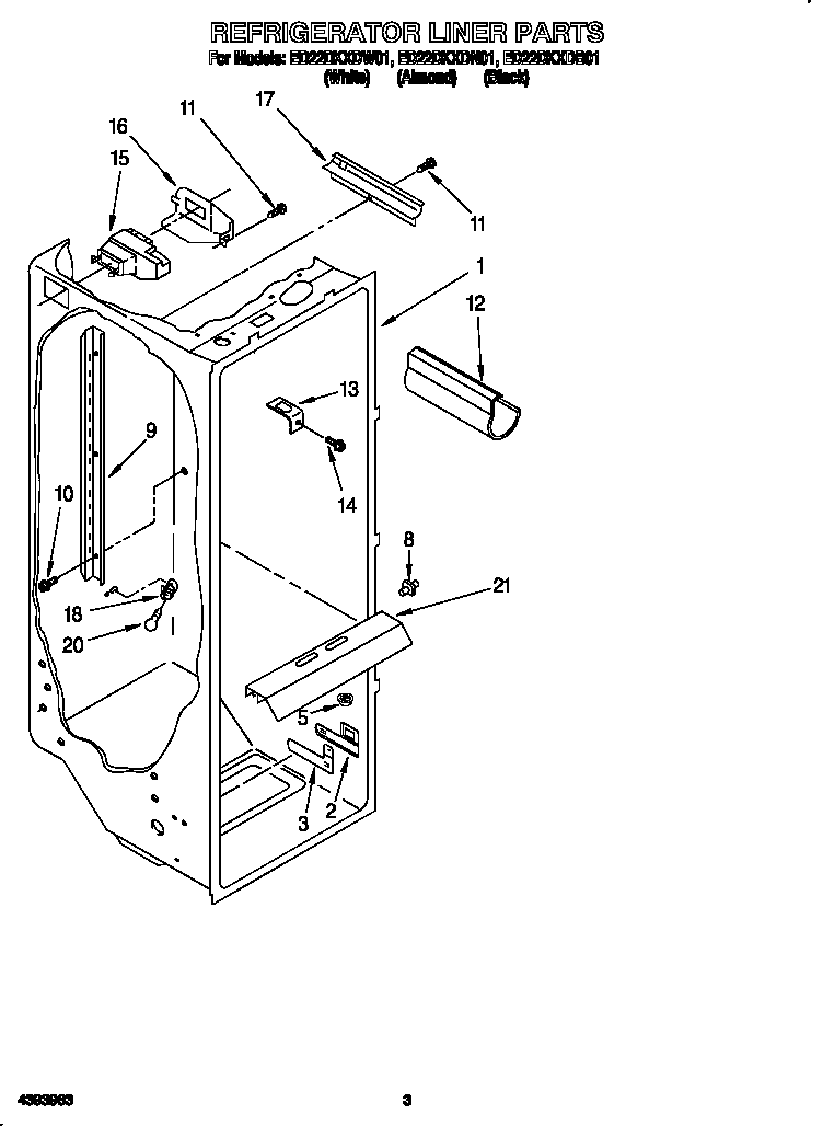 Whirlpool ED22DKXDW01 refrigerator liner diagram