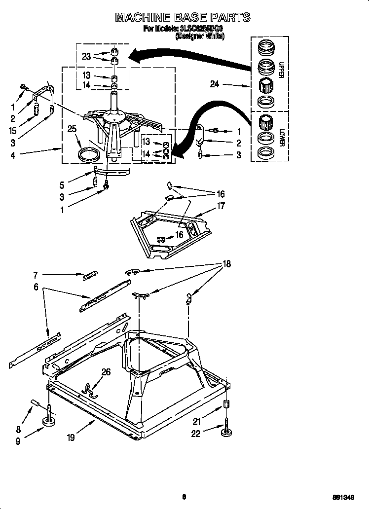 Whirlpool 3LSC8255DQ0 machine base diagram