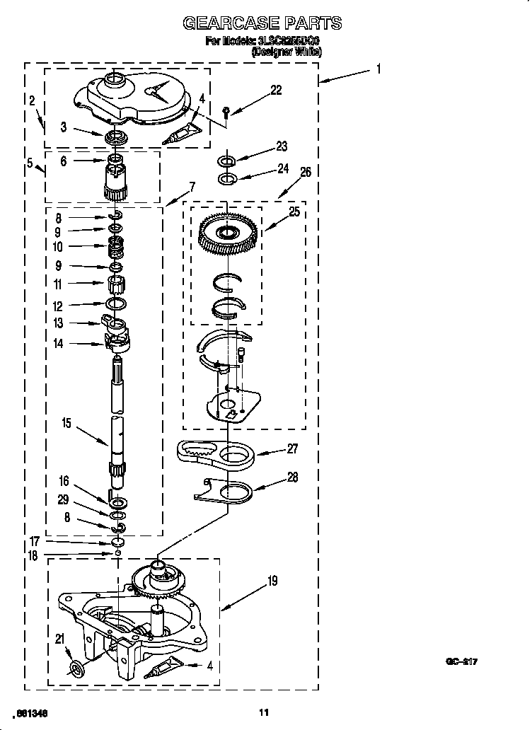 Whirlpool 3LSC8255DQ0 gearcase diagram