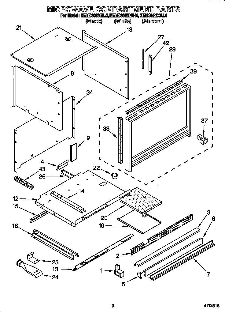 KitchenAid KEMS306XBL4 microwave compartment diagram
