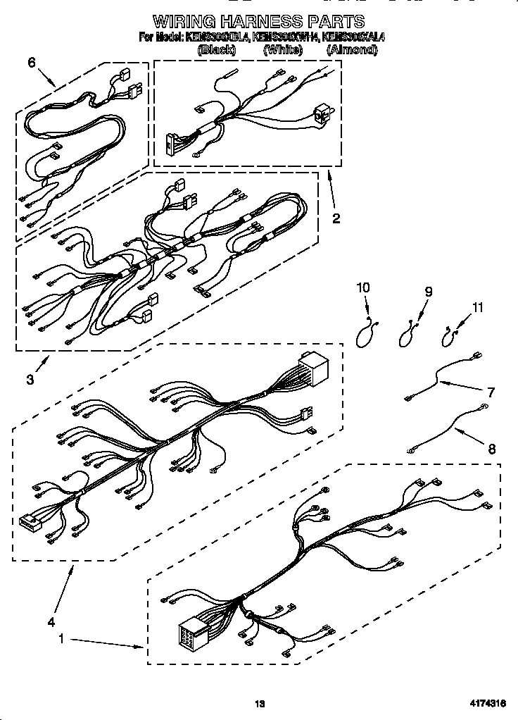 KitchenAid KEMS306XBL4 wiring harness diagram