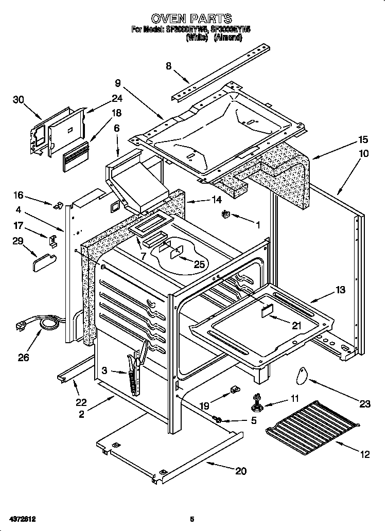 Whirlpool SF3000EYN5 oven diagram