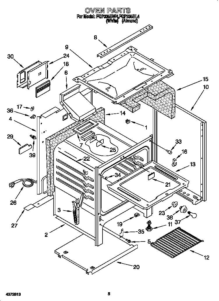 Roper FGP335BL4 oven diagram