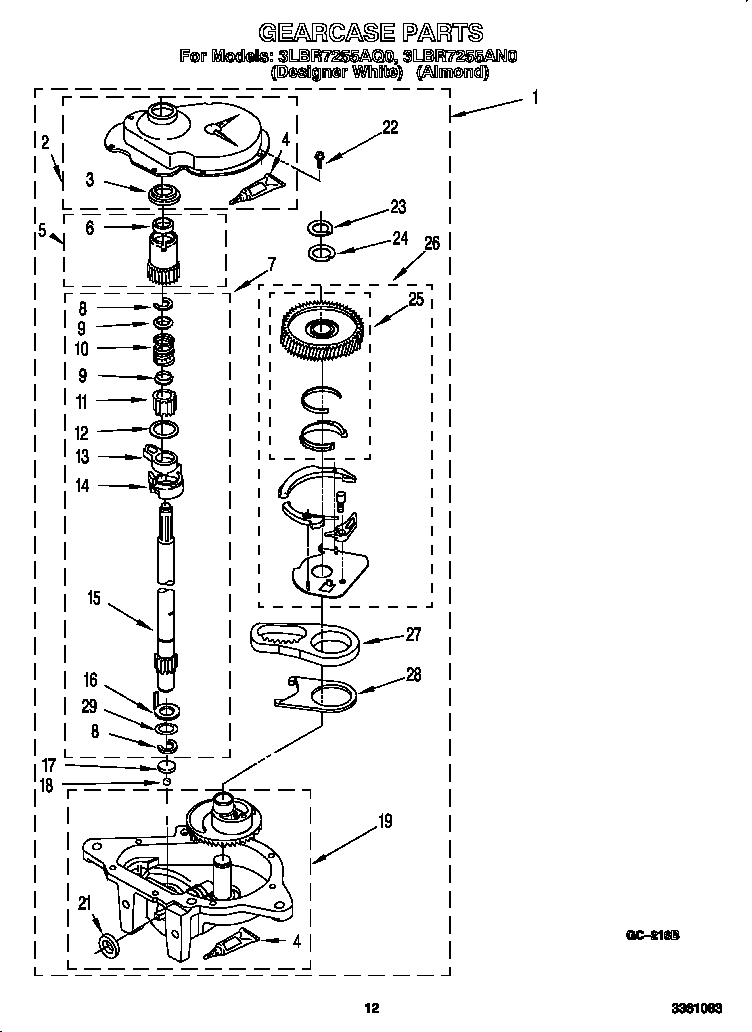 Whirlpool 3LBR7255AN0 gearcase diagram