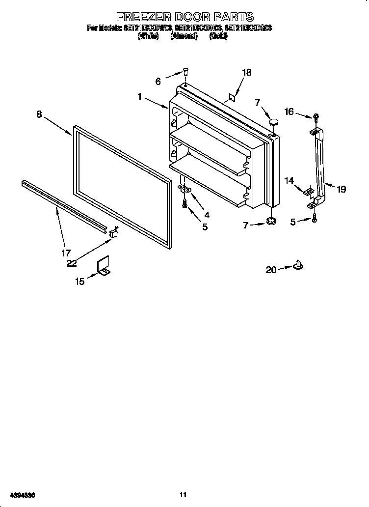 Whirlpool 8ET21DKXDN03 freezer door diagram