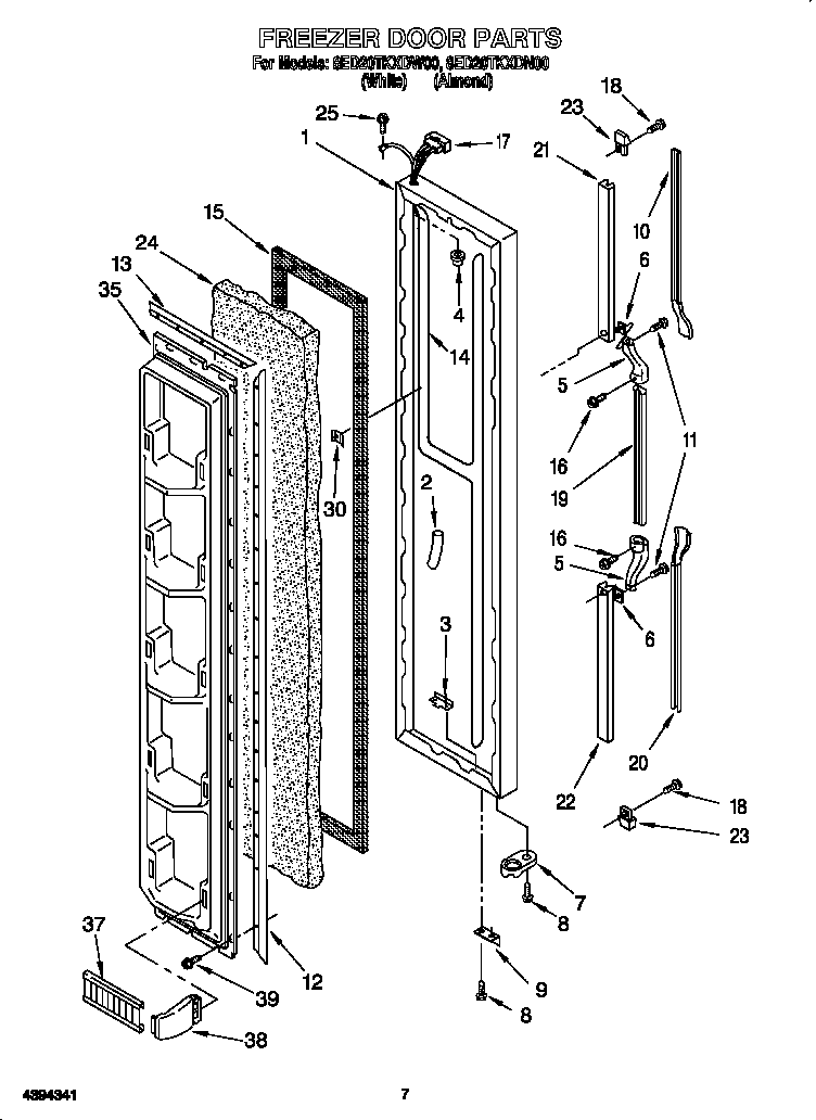 Whirlpool 8ED20TKXDW00 freezer door diagram