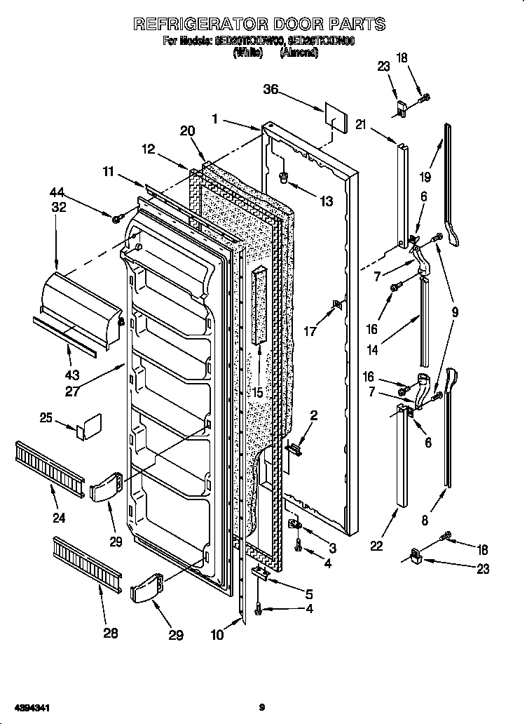 Whirlpool 8ED20TKXDW00 refrigerator door diagram