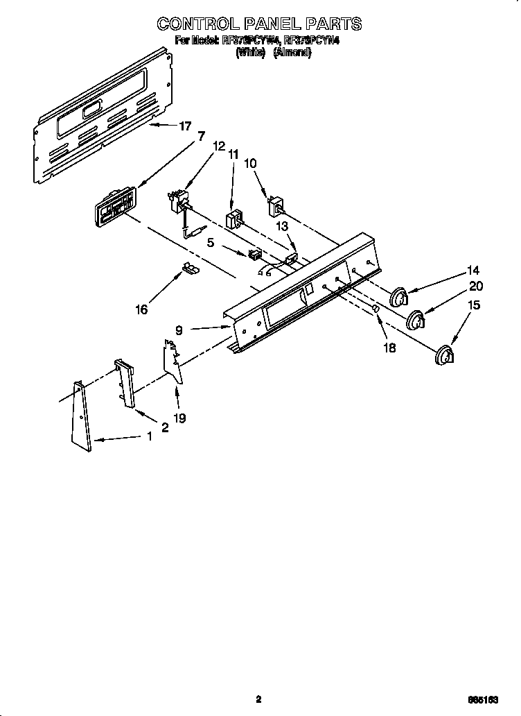 Whirlpool RF376PCYN4 control panel diagram