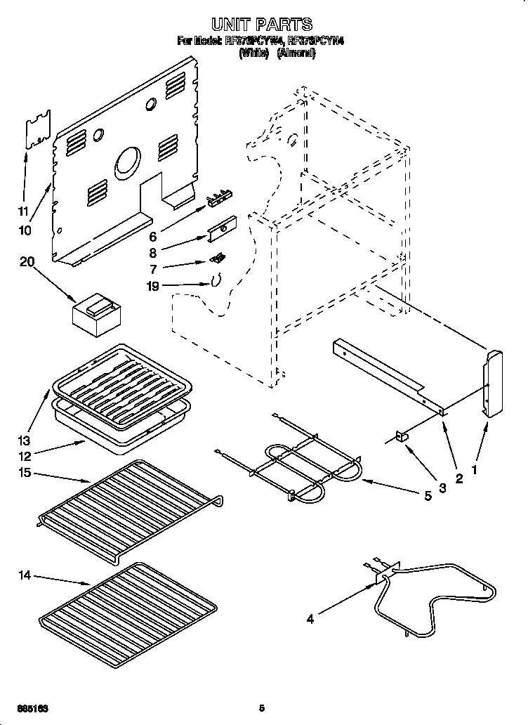 Whirlpool RF376PCYN4 unit diagram