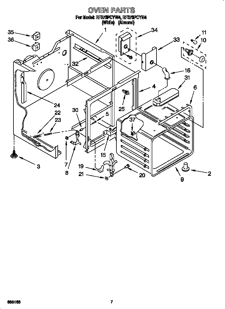 Whirlpool RF376PCYN4 oven diagram