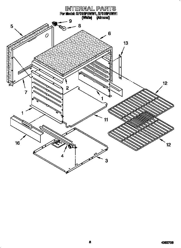 Whirlpool SF318PEWW1 internal diagram