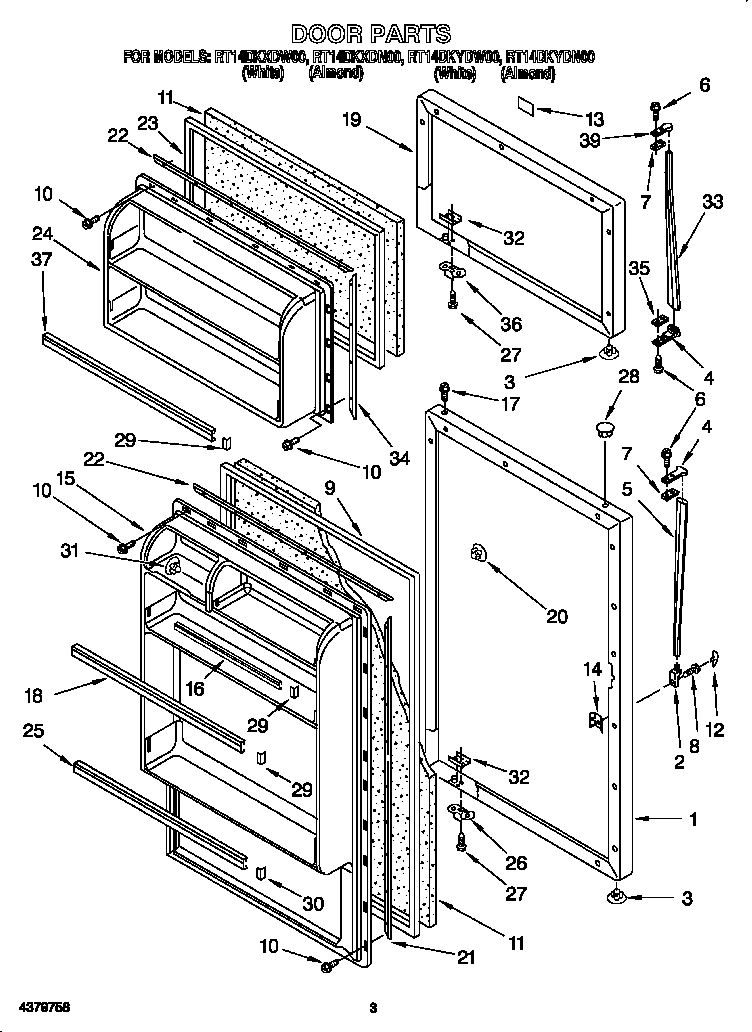 Roper RT14DKXDN00 door diagram