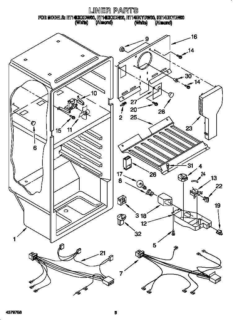 Roper RT14DKXDN00 liner diagram