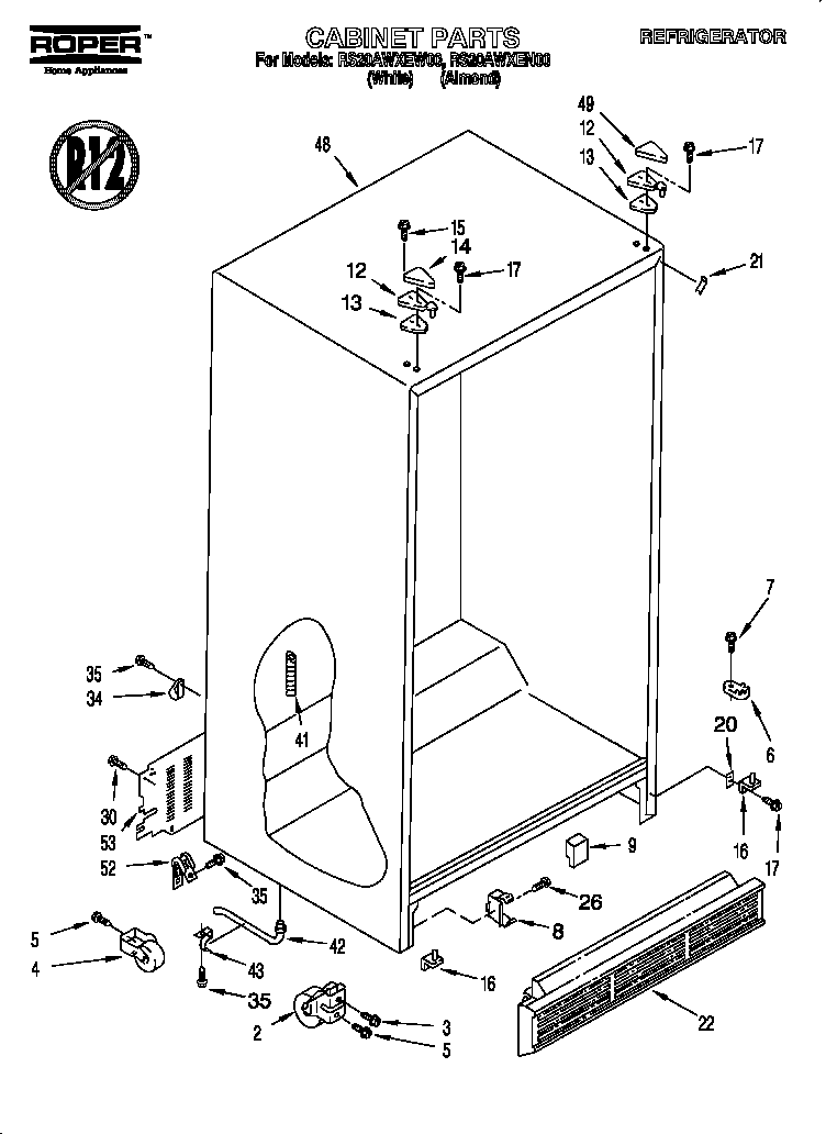 Roper RS20AWXEN00 cabinet diagram