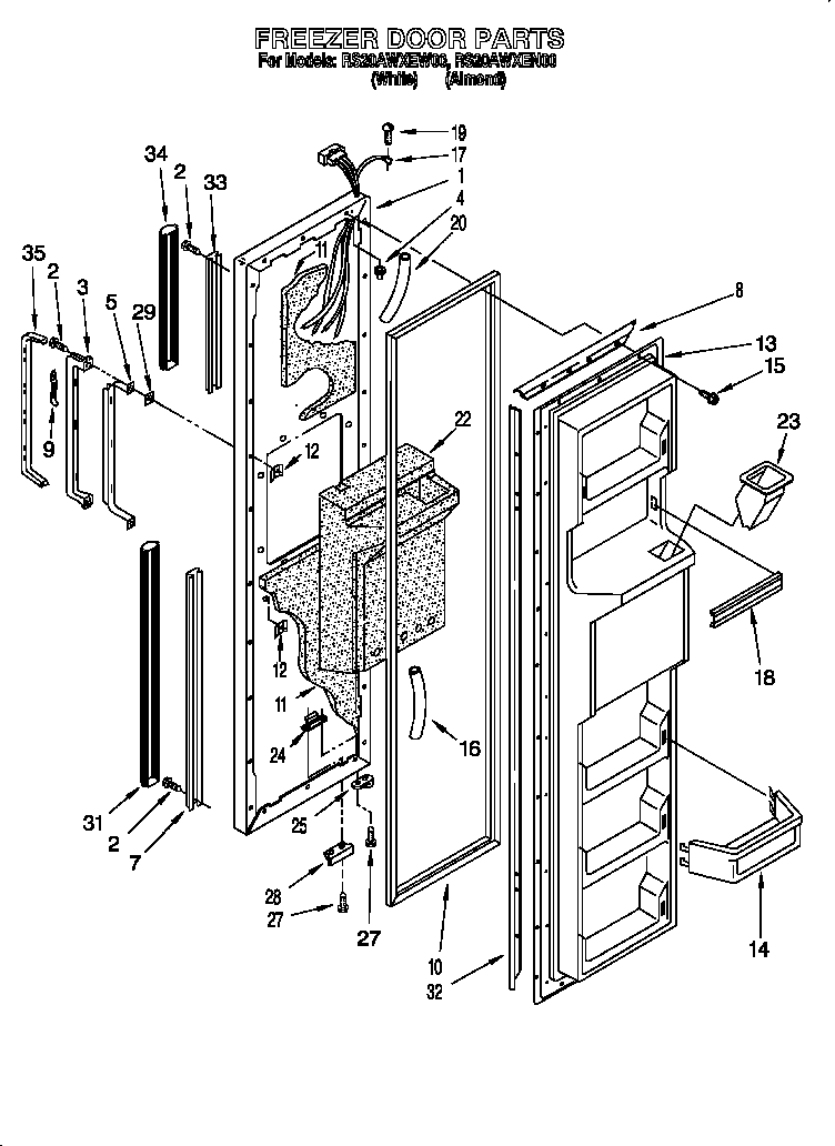 Roper RS20AWXEN00 freezer door diagram