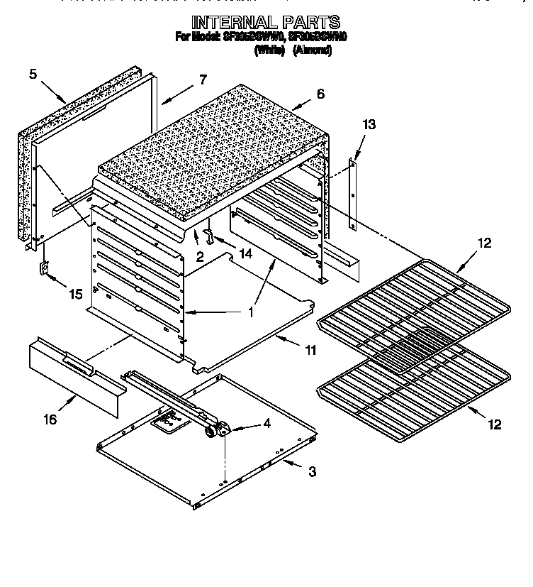 Whirlpool SF305BSWW0 internal diagram