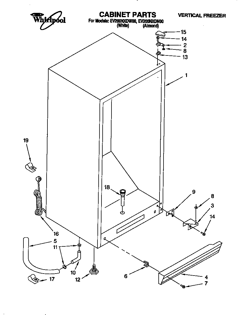 Whirlpool EV200NXDN00 cabinet diagram