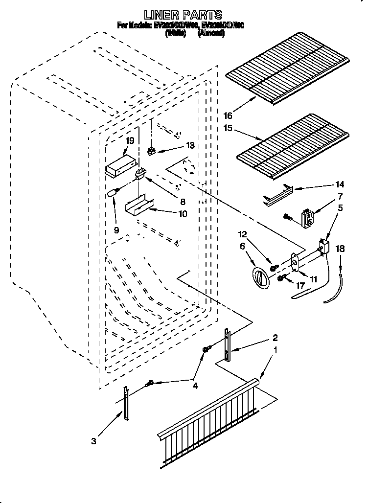 Whirlpool EV200NXDN00 liner diagram