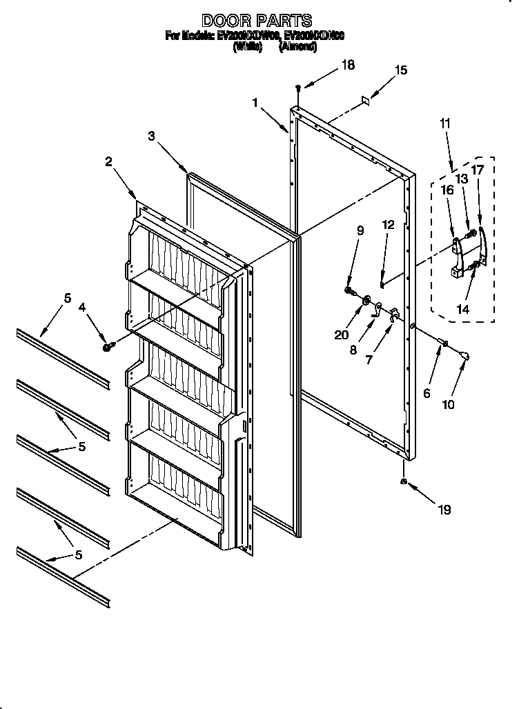 Whirlpool EV200NXDN00 door diagram