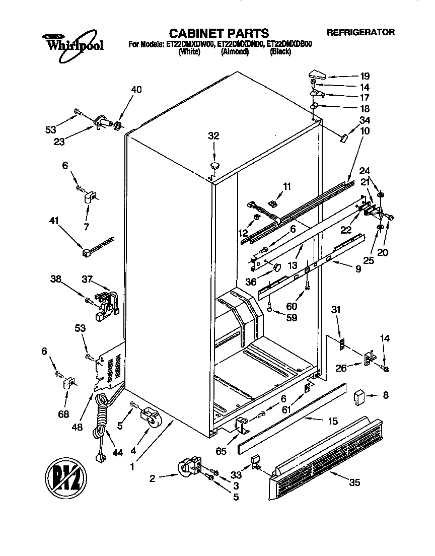 Whirlpool ET22DMXDW00 cabinet diagram