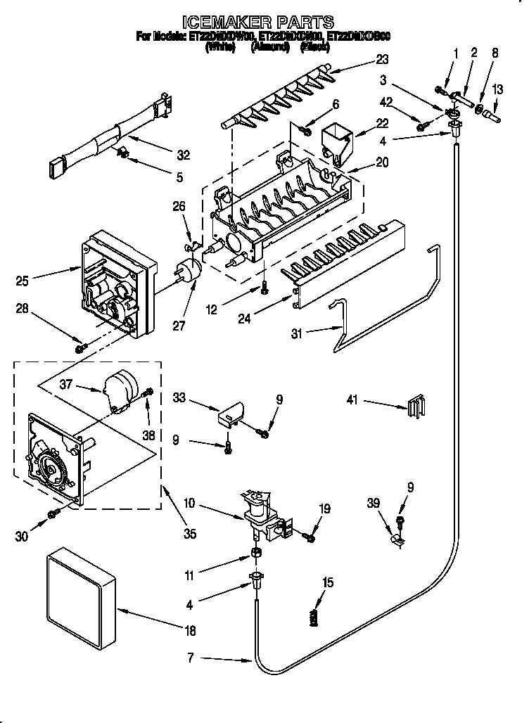 Whirlpool ET22DMXDW00 icemaker diagram