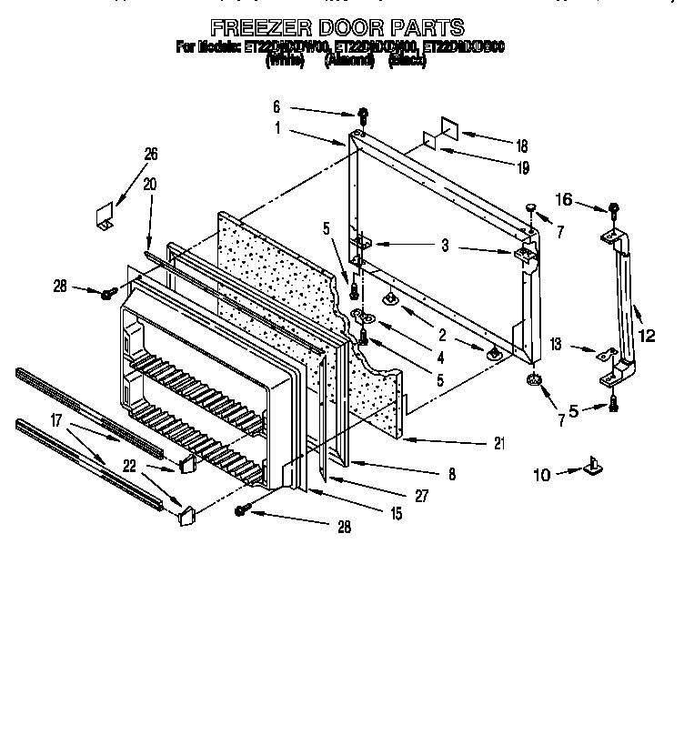 Whirlpool ET22DMXDW00 freezer door diagram