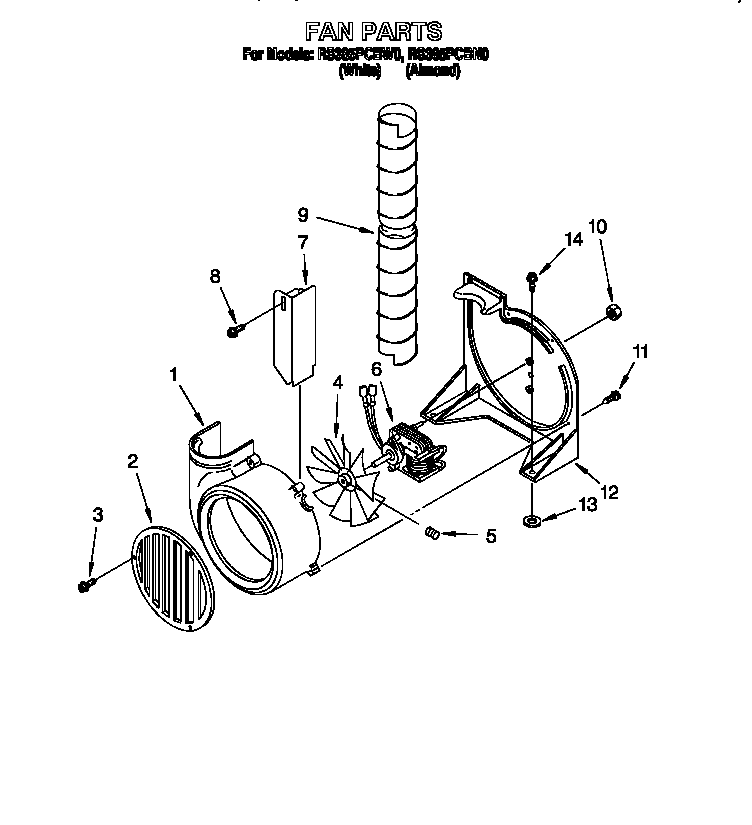 Whirlpool RS385PCBW0 fan diagram