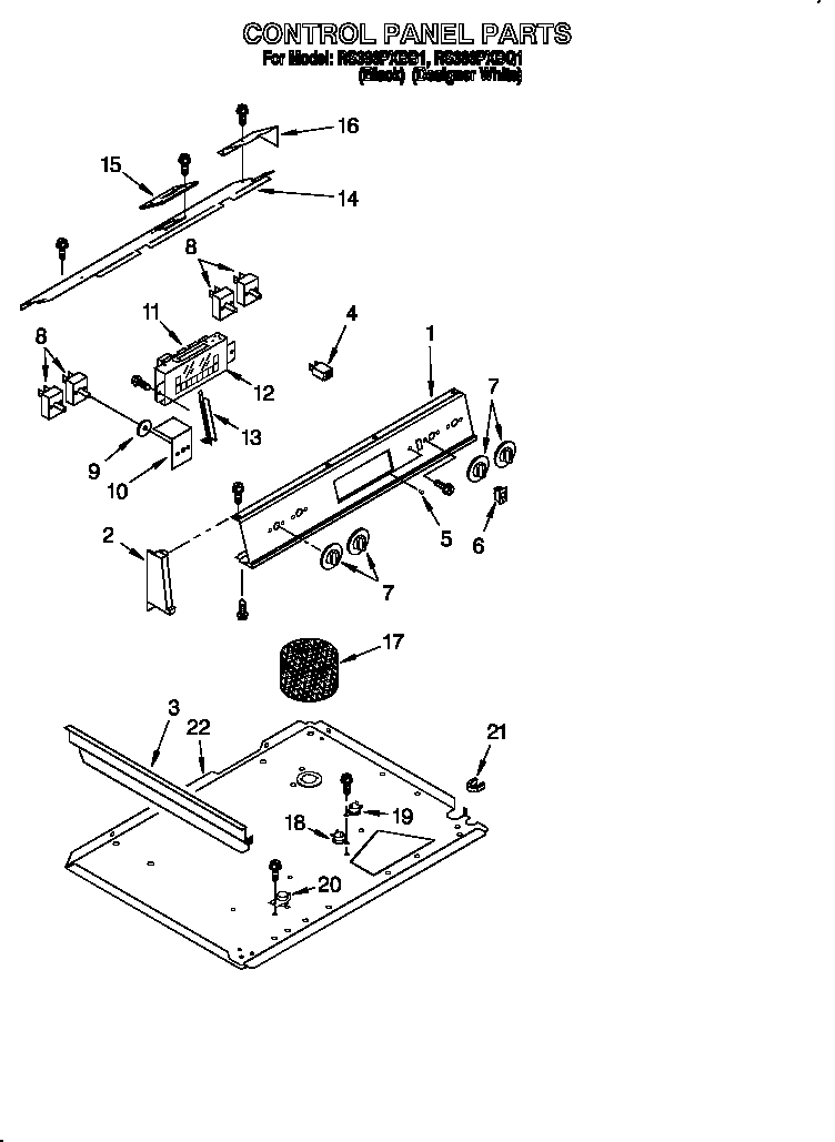 Whirlpool RS386PXBQ1 control panel diagram