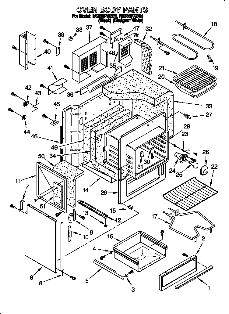 Whirlpool RS386PXBQ1 oven body diagram