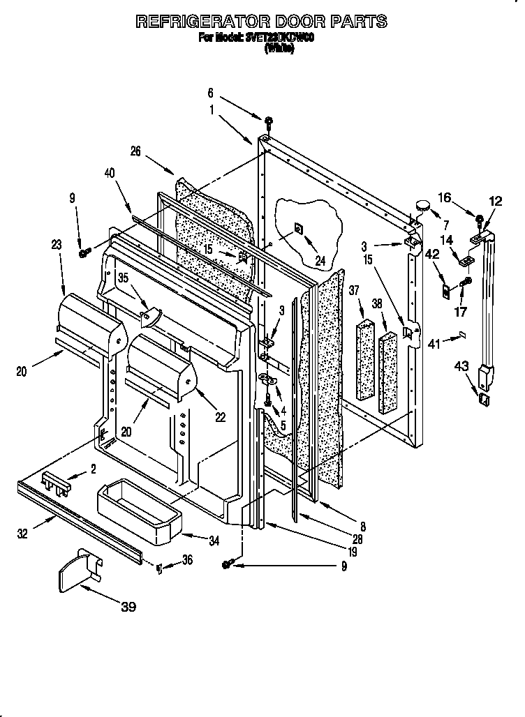 Whirlpool 3VET23DKDW00 refrigerator door diagram