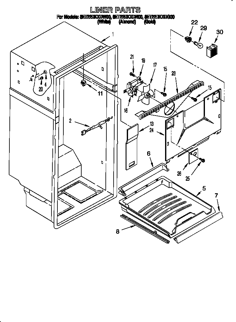 Whirlpool 8ET22DKXDG00 liner diagram