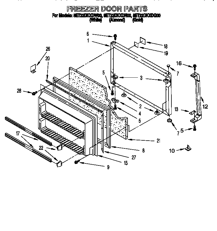 Whirlpool 8ET22DKXDG00 freezer door diagram