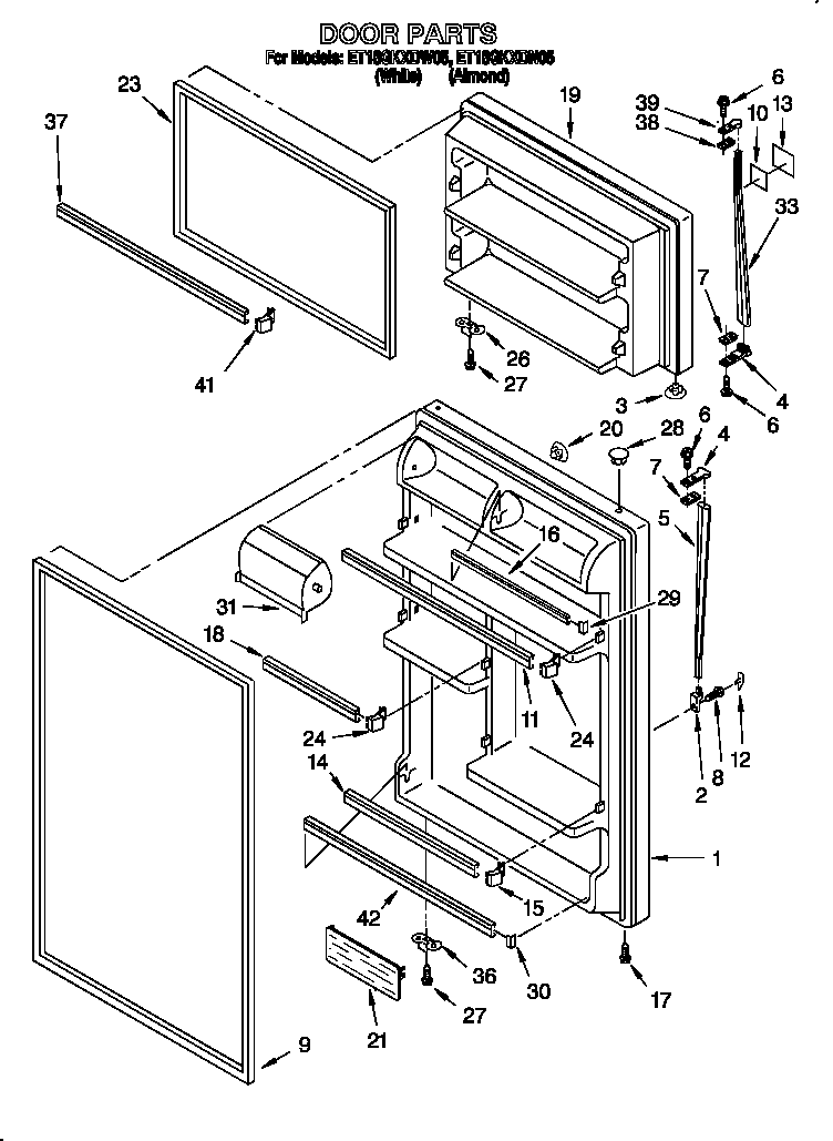 Whirlpool ET18GKXDN05 door diagram