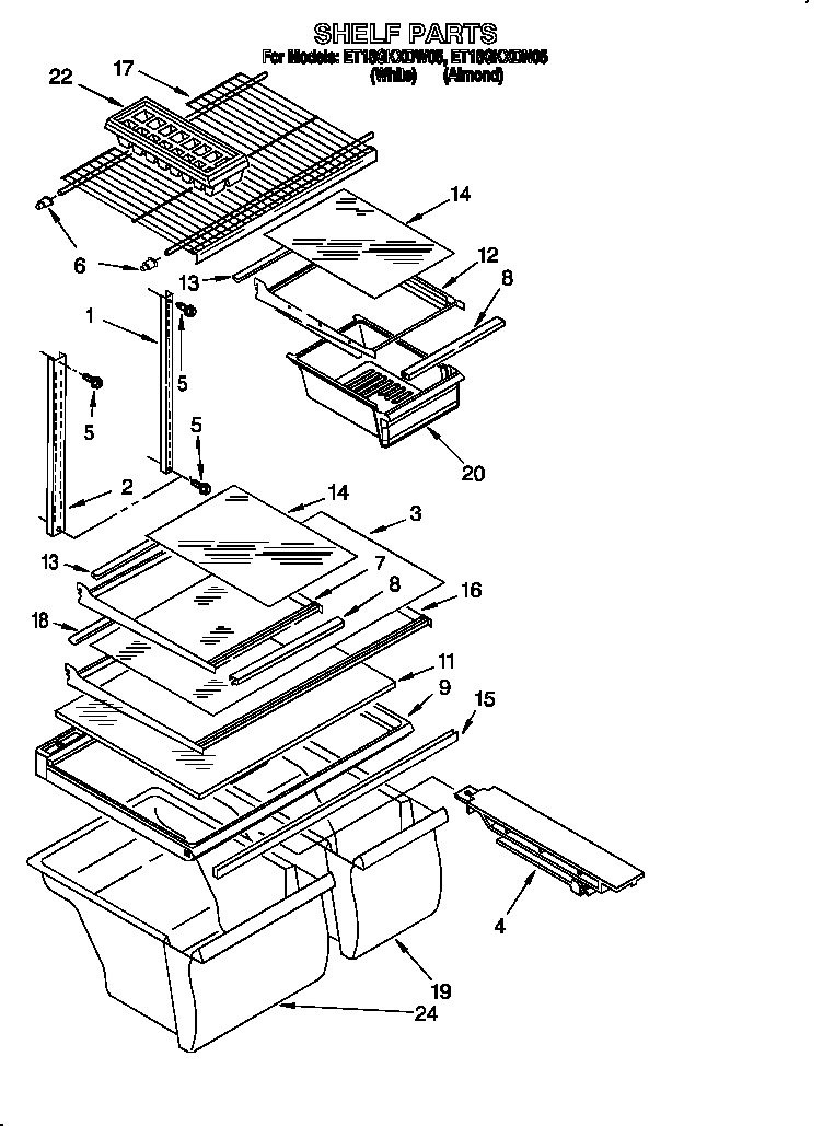 Whirlpool ET18GKXDN05 shelf diagram